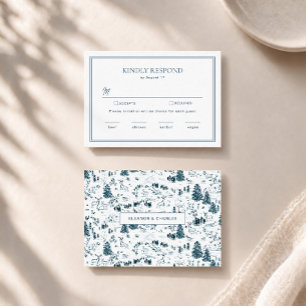 Trouw RSVP-kaart met marine winter toile Informatiekaartje
