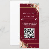 Trouw RSVP-kaart met QR-code in bloemmotief (Voorkant / Achterkant)
