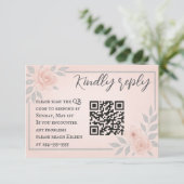 Trouw RSVP kaart met QR-code van Blushing Vows (Staand voorkant)