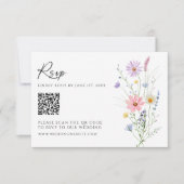 Trouw RSVP kaart met QR-code voor wilde bloementui (Voorkant)