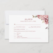 Trouw RSVP kaart met stoffige roos hydrangea (Voorkant)