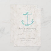 Trouw RSVP kaart met Teal Rustieke Anker (Voorkant / Achterkant)