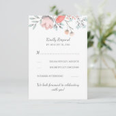 Trouw RSVP kaart met vintage bloemenboeket (Staand voorkant)