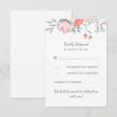 Trouw RSVP kaart met vintage bloemenboeket (Voorkant / Achterkant)