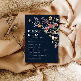 Trouw RSVP kaart Navy Blue Wildflower