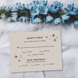 Trouw RSVP-kaart Navy Moon & Stars Celestial Notitiekaartje