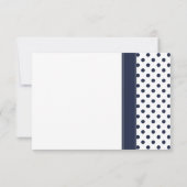 Trouw RSVP kaart Navy Wit Stippen Roze Daisy (Achterkant)