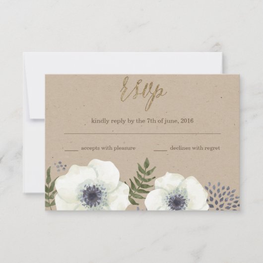 Trouw RSVP Kaart Summer Night Flowers (Voorkant)