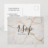Trouw RSVP kaart | White Gold Marble Script (Voorkant / Achterkant)
