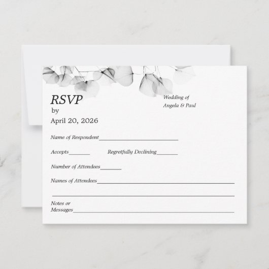 Trouw RSVP kaart Zachte Blad Bladeren  (Voorkant)