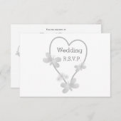 Trouw RSVP Kaart Zilver Hart Vlinders (Voorkant / Achterkant)