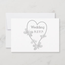 Trouw RSVP Kaart Zilver Hart Vlinders