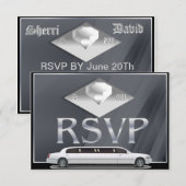 Trouw RSVP-kaarten met monogram Kaart (Voorkant / Achterkant)