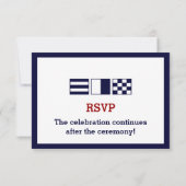 Trouw RSVP-kaarten met scheepvaartvlaggen in marin RSVP Kaartje (Achterkant)