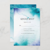 Trouw RSVP kaarten met turkoois waterverf (Voorkant / Achterkant)