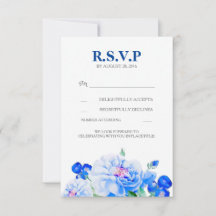 Trouw RSVP-kaarten met vintage marinebloemenboeket