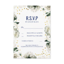 Trouw RSVP-kaarten met witte bloemen in vintage st