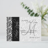 Trouw RSVP Kaarten Zwart Zebra Patroon Monogram (Staand voorkant)