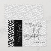 Trouw RSVP Kaarten Zwarte Zebra Patroon Monogram Kaartje (Voorkant / Achterkant)