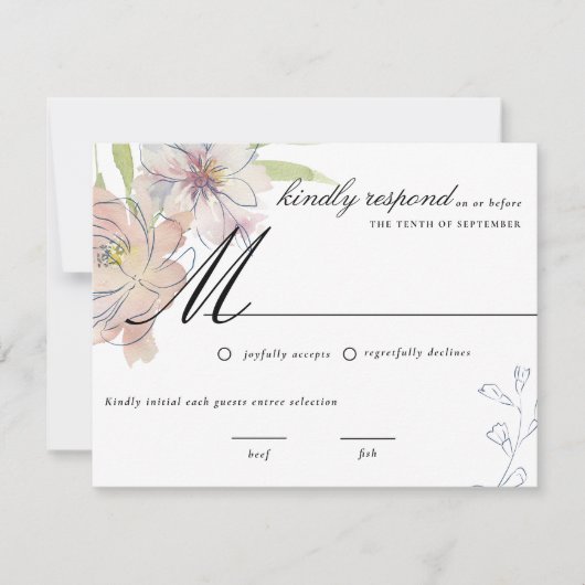 Trouw-RSVP met bloemen in donkere juweeltonen Kaart (Voorkant)