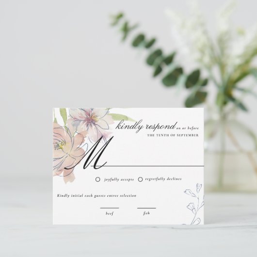 Trouw-RSVP met bloemen in donkere juweeltonen Kaart (Staand voorkant)