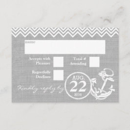 Trouw-RSVP met nautisch anker chevron RSVP Kaartje