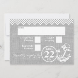 Trouw-RSVP met nautisch anker chevron RSVP Kaartje