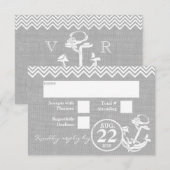 Trouw-RSVP met nautisch anker en zigzag RSVP Kaartje (Voorkant / Achterkant)