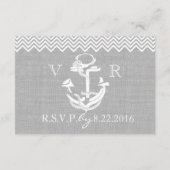 Trouw-RSVP met nautisch anker en zigzag RSVP Kaartje (Achterkant)