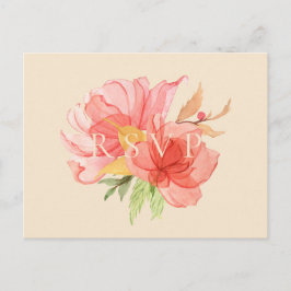 Trouw-RSVP met nummerverzoek met wazige bloemen Uitnodiging Briefkaart