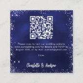 Trouw-RSVP met QR-code in navyblauw zilver glitter Informatiekaartje (Voorkant)