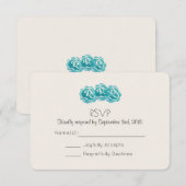 Trouw RSVP met waterverfrozen in de kleur turkoois Kaart (Voorkant / Achterkant)