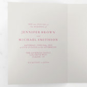 Trouw-RSVP Modern Eenvoudig Crème Roze Drieluik Kaart (Binnenzijde eerst)