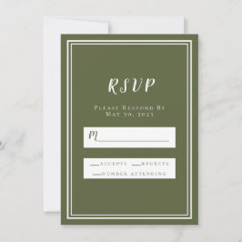 Trouw-RSVP olijfgroen eenvoudig chic minimalistisc
