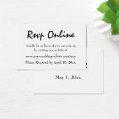 Trouw-RSVP online bewerkbare zwarte script op wit Visitekaartjes (Bureau)