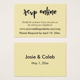 Trouw-RSVP Online Casual Lettertype over Boter Gee Visitekaartjes