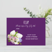 Trouw RSVP  pastel bloemen en paarse thema Kaart (Staand voorkant)