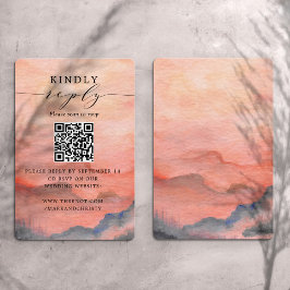 Trouw RSVP QR Code Berg Zonsondergang Informatiekaartje