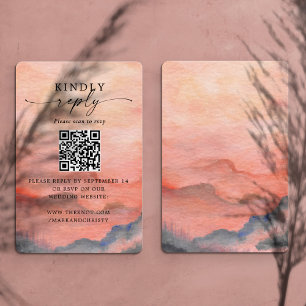 Trouw RSVP QR Code Sunset Mountain Informatiekaartje