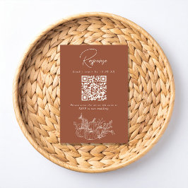 Trouw-RSVP-QR-codekaart met terracotta pompoen RSVP Kaartje