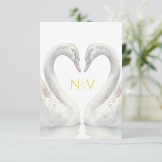 Trouw RSVP QR-codekaart met Zwanen Informatiekaartje (Staand voorkant)