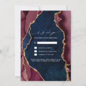 Trouw-RSVP-uitnodiging in Navy, Burgundy & Goud Ag Kaart (Voorkant)