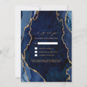 Trouw-RSVP-uitnodiging van Navy Marble & Gold Agat Kaart (Voorkant)