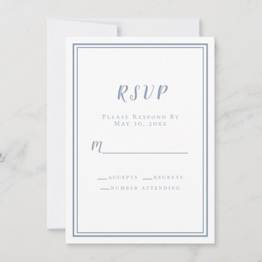 Trouw RSVP Wit & Stofblauw Eenvoudig Minimalistisc