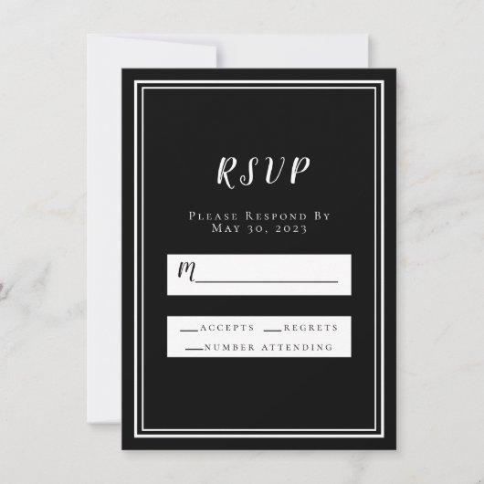 Trouw RSVP Zwart Eenvoudig Chic Minimalistisch Mod (Voorkant)