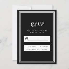 Trouw RSVP Zwart Eenvoudig Chic Minimalistisch Mod
