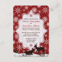 Trouw | Rust rood jute | Sneeuwvlokken | Herten RSVP Kaartje