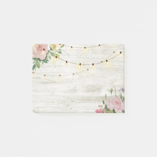 Trouw Ruw Hout Aquarel Bloem Slinger Licht Post-it® Notes (Voorkant)