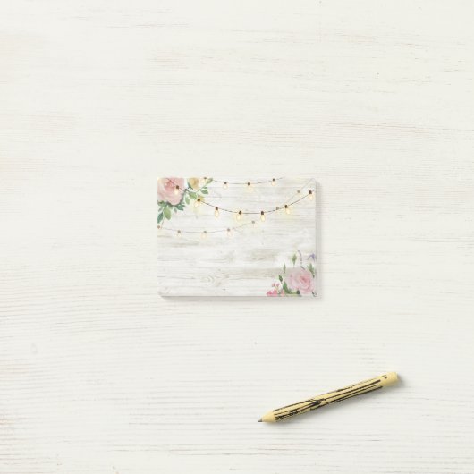 Trouw Ruw Hout Aquarel Bloem Slingerlamp Post-it® Notes (Op bureau)