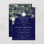 Trouw Ruw Hout Gouden Lampenkapjes Lichtjes Blauw  Kaart (Voorkant / Achterkant)